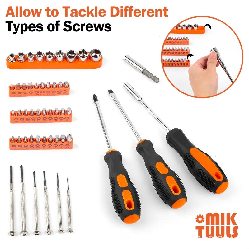 148 pcs household hardware and hand tools set, new measuring tape, sheep horn hammer, wrench set, toolbox
